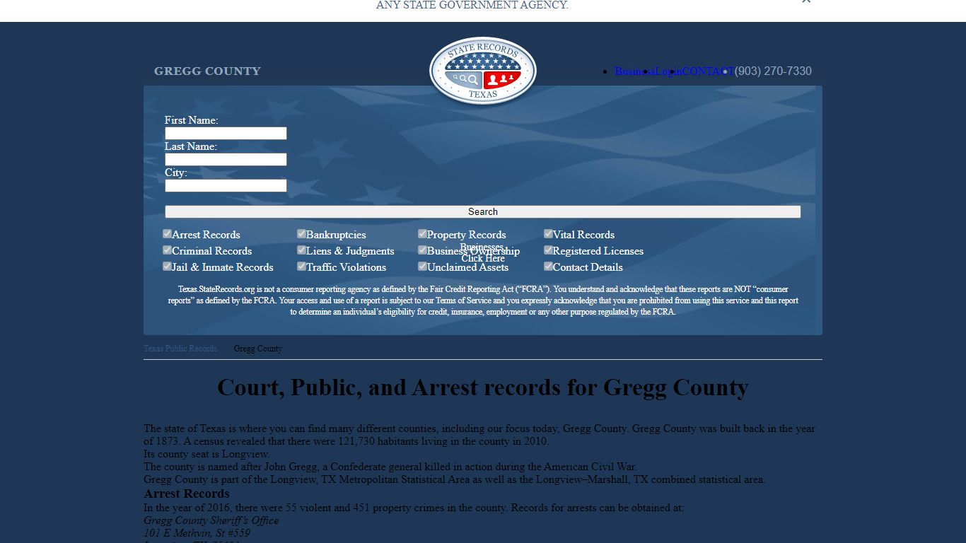 Court, Public, and Arrest records for Gregg County